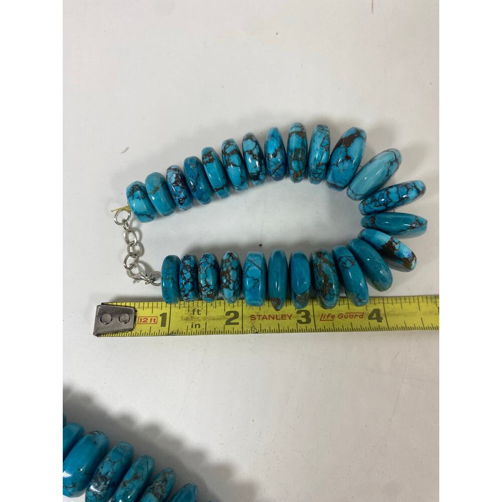 Graduated Blue Turquoise NuggetsNecklace and Braclet - Picture 9 of 10